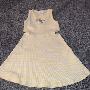 Yellow Dress with white horizontal strips
